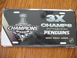 Pittsburgh Penguins 3 X Stanley Cup Champions License Plate