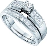 Stunning 2pc. 14k. White Gold Genuine Princess Cut Diamond Bridal Set Size 7 51dQcq9cweL. SL160 Stunning 2pc. 14k. White Gold Genuine Princess Cut Diamond Bridal Set Size 7