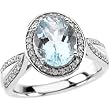 14K White Gold Aquamarine and Diamond Ring