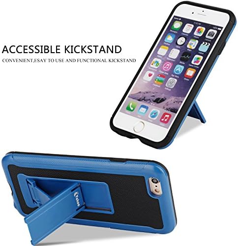 iPhone 6S Case, iPhone 6 Case, Vakoo [TPU Textured] Stand Series Slim Fit Hybrid Shockproof Defender Rugged Protection Kickstand Case Cover for Apple iPhone 6/6S (Blue/Black)