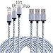Frieso 3pcs 3ft,6ft,10ft Nylon Braided Charging Cable for iPhone 7, 7 Plus, 6s 6 Plus 5s 5c 5,iPhone SE, iPad Pro, Air 2, iPad Mini 4 3 2, iPod Touch 5th gen / 6th gen/Nano 7th gen (Gray)