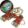 3 x 25 Opera Glasses with Red Reading Light / Burgundy with Gold Trim w/ Necklace Chain by HQRP plus Coaster