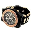 Mens black & 24k rose gold plated bling bling hip hop watch big heavy large mans urban fashion designer