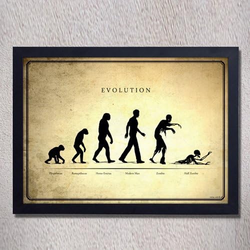 Zombie Evolution Digital print Original art walking dead geek vintage cool zombie home decor wall decor poster