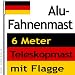 Aluminium Teleskop-Fahnenmast 6 m mit Deutschlandflagge