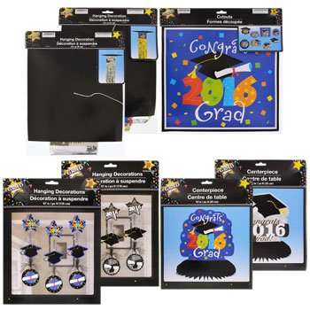 Graduation 2016 Party Supplies Gift 3 Piece Decoration Banner Centerpiece Lettering Set