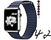 top4cus Apple Watch Band 42mm Leather Loop with Adjustable Magnetic Closure iWatch Band Replacement Bracelet Strap for Apple Watch 42mm Model Series 1 and Series 2 - Blue