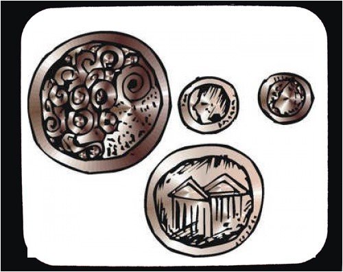 Decorated Mouse Pad with coins, symbol, currency, Switzerland, metal, Europe, traditional, antique