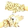 Winter Soft Fuzzy Furry Faux Fur Brown Tiger Flip Fingerless Mitten Gloves Glomitt