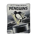 NHL Pittsburgh Penguins Super Soft Plush Thermal Blanket / Fleece Couch Throw - Grey & White