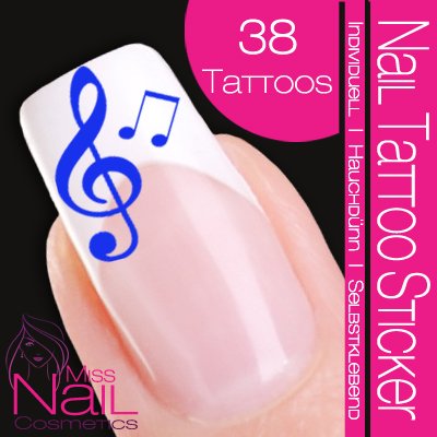 Nail Tattoo Sticker Musik / Noten - blau Preisvergleich