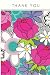Set of 8 French Bull Thank You Cards with 8 Translucent Vellum Envelopes in Bright Pink, Blue, and White Flower Motif