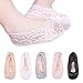 5Pack Little Girl Kids No Show Low Cut Lace Flats Non skid Boat Liner Invisible Socks (S(3-5T))