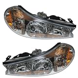 98 99 00 Ford Contour Headlights Headlamps Head Lights Lamps Pair Set by Aftermarket