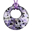 Handmade Round Shape Murano Glass Pendant - Cynthia Large Purple/Silver Style1
