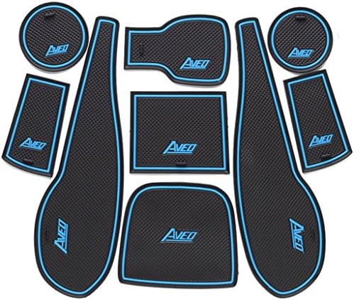 9 PCS Blue and Black Rubber Non-slip Interior Door Mat Cup Mat for Chevrolet Aveo