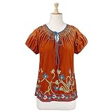 Embroidered Cotton Peasant Blouse (Petite, Tall  Misses Sizes XS-3X)