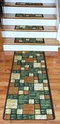 Washable Carpet Stair Treads - Hop Scotch Terra Cotta PLUS a Matching 5' Runner
