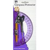 Charles Leonard Ball Bearing Compass and 6 Inch Protractor Combo Set, Metal/Clear, 1 Set/Card (80960)