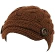 Hand made Cable Hand Knit Skull Beanie Winter Hat Brown
