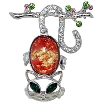 Cubic zirconia Rhodium Finish Sterling Silver Crab Pin