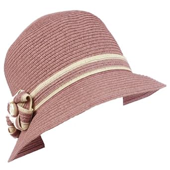 Ladies Upf 50 Beach Summer Sun Cloche Bucket Bell Dual Flower Hat 57cm Pink