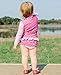 RuffleButts Infant / Toddler Girls Berry Striped Polka LS Rash Guard Bikini