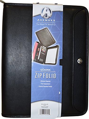 Avenues Professional Padfolio with Zippered Closure, Letter Size Writing Pad, Interior Tablet Sleeve, Black