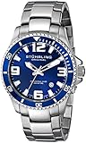 Stuhrling Original Men's 395.33U16 "Aquadiver Regatta" Swiss Quartz Date Stainless Steel Link Bracelet Blue Dial Dive Watch