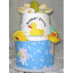2 Tier Rubber Ducky Themed Diaper Cake Gift Set
