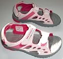 Girls' pink Merrell branded velcro sandals. UK