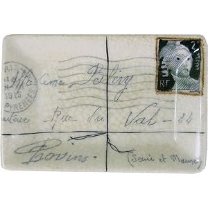 Green French Envelope Porcelain Rectangle Tray