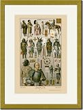 Gold Framed/Matted Print 17x23, Japan - Ainos Military Costume