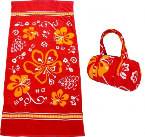 Capelli New York Strandset Tuch/Tasche, red combo