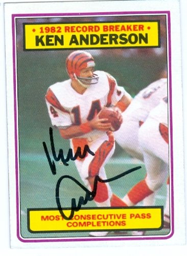 Ken Anderson Autographed/Hand Signed Football Card (Cincinnati Bengals) 1983 Topps Record Breaker #1