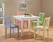5pc Wood Children White Table w/Multi Color Chairs Desk Set