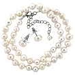 Pearl Freshwater Cultured White Necklace Strand 6-7mm 17" with Earrings in Designer Bag Bucasi