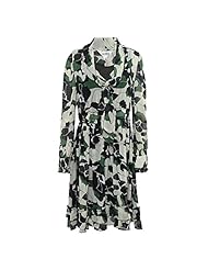 Floral Print Long Sleeves Chiffon/Polyester Pleated Tunic  With a Ribbon 
