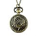 YouYouPifa Fashion Bronze Rose Pattern Retro Relief Design Small Pocket Watch