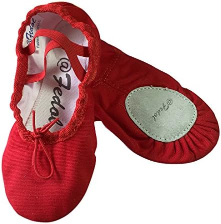 Canvas split-sole Ballet Slippers (12 M US Little Kid, Red)