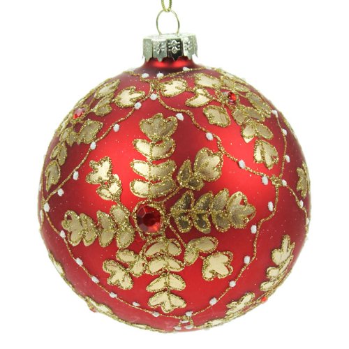 Russian Red And Gold Glass Bejewelled Christmas Bauble