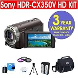 Sony HDR-CX350V 32GB HD Handycam Camcorder + Multi-Coated Glass UV Filter + Multi-Coated Glass Polarizer Filter + Deluxe Padded Camcorder Bag + + 6 Piece Accessory Kit + 3 Year Warranty Repair Contract