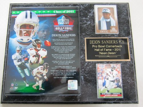 Deion Sanders Cowboys Falcons 2 Card Collector Plaque