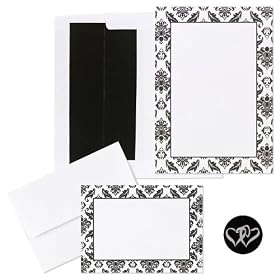 Wedding Invitation Kit White/Black Damask 50 ct