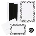 Wedding Invitation Kit White/Black Damask 50 ct