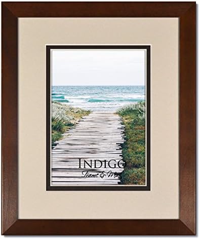Set of 2 - 12x16 Gallery II: Walnut Stained Hardwood Picture Frames with Clear Glass and Double Oyster/Espresso Mat for 8x12 (2)