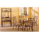 All new item 5 pc metal and glass square dining table set