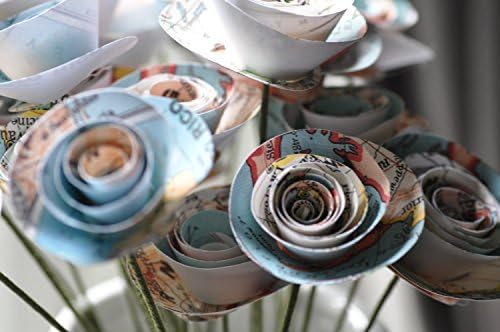 24 Map Paper Flower Bouquet