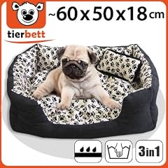 Gem�tliches Tierbett Hundebett Katzenbett Tierkorb Gr��e M Schwarz-Satin kuschlig mit Knuddelkissen + N�sseschutz - Au�enma�: ~ 60 x 50 x 18 cm