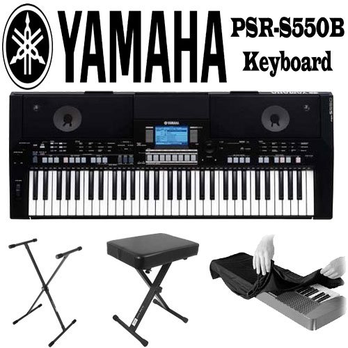 Yamaha PSR-S550B Portable Arranger Workstatiotn Keyboard With X-Style Stand Plus Three Position Stool And Large Dust Cover product image